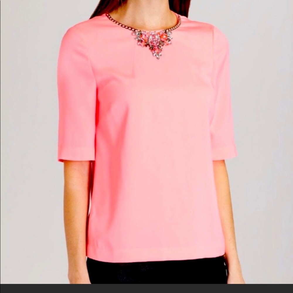 Ted Baker Meleni Embellished Top in Coral - Size 0